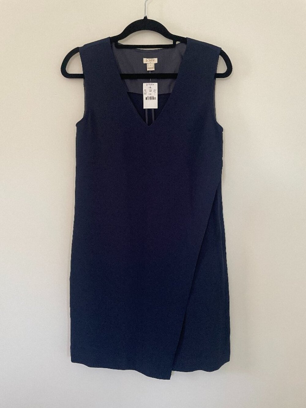 NWT J.Crew Size 2 navy sleeveless knee length faux wrap chiffon shift dress